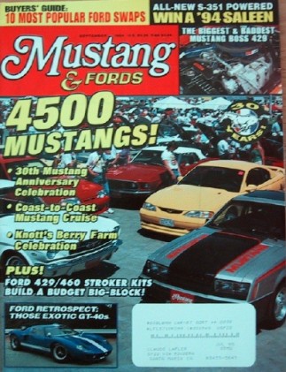 MUSTANG & FORDS 1994 SEPT - KILLER GT-40s, Q-CODE '68